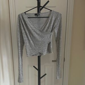 Wilfred Light Gray Wrap Crop Top